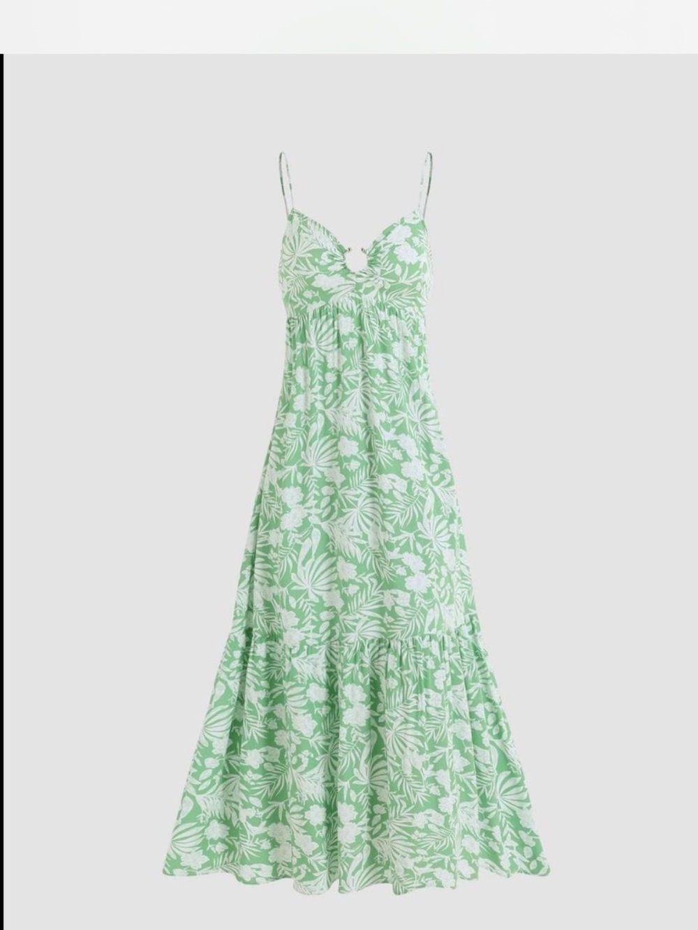 Cider Light Green and White Floral Maxi Dress